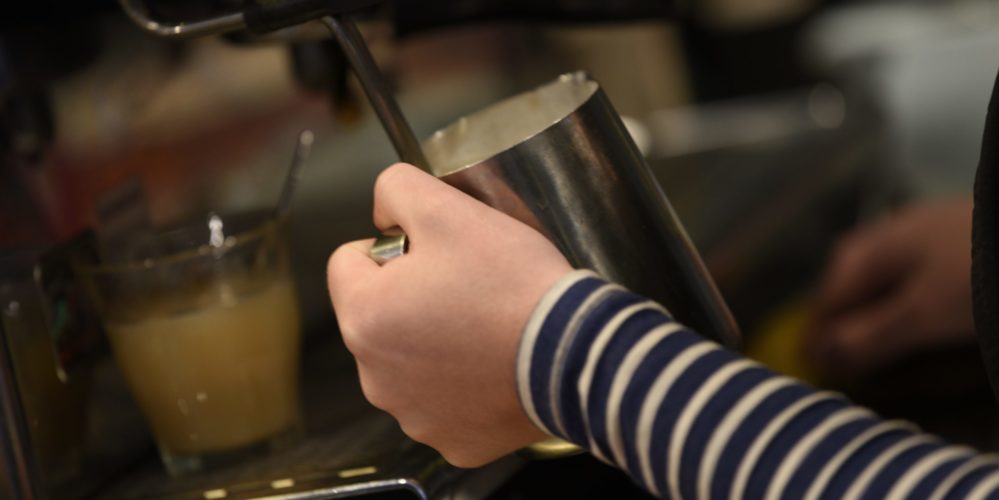 harbison cafe enjoying coffee